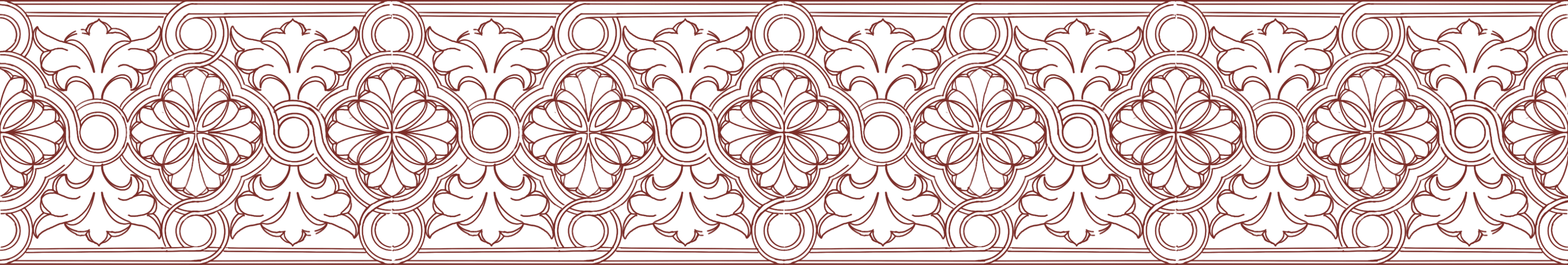 Studio Elwick horizontal floral and architectural border pattern study
